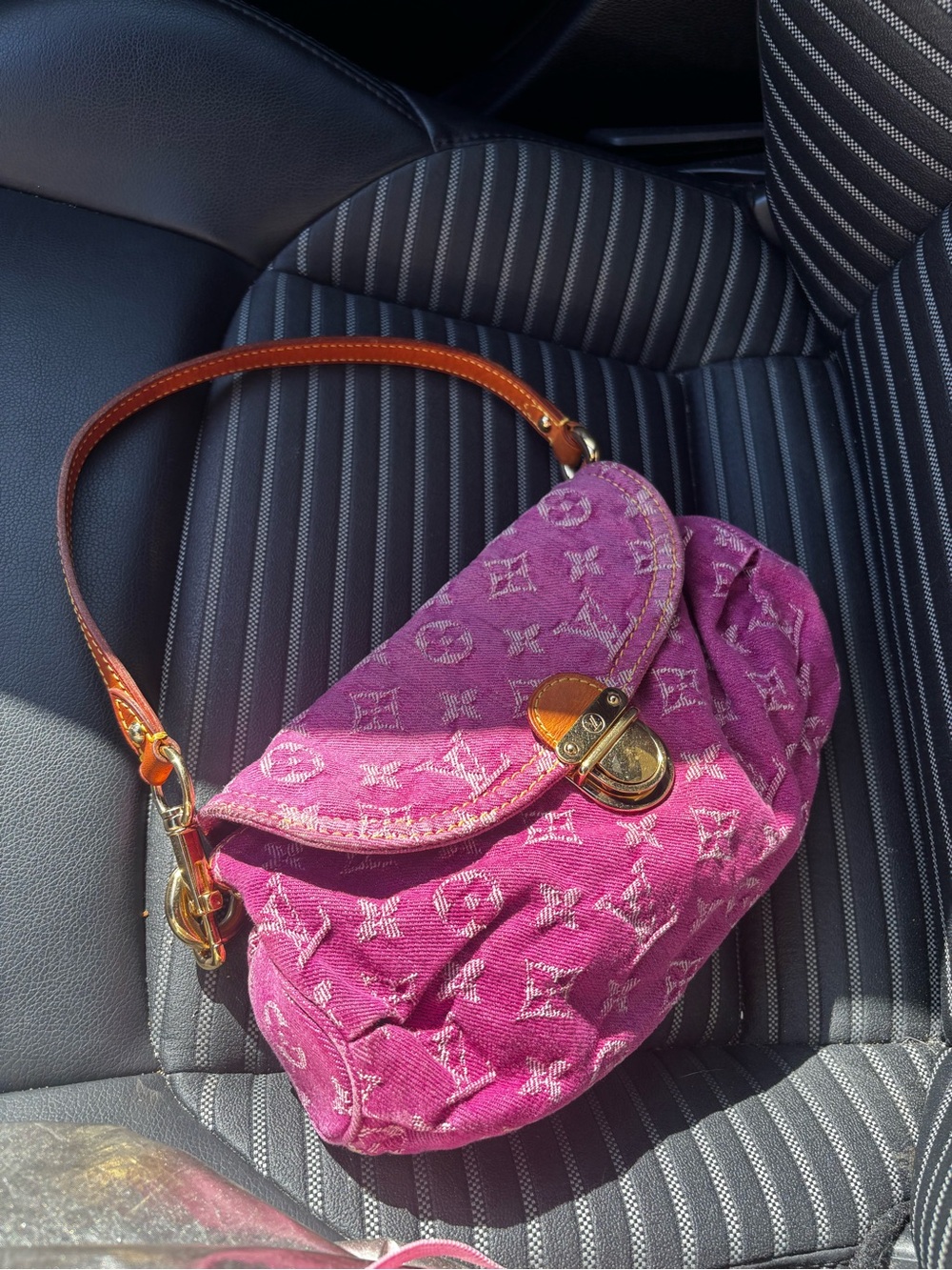 Louis Vuitton Pink Denim Mini Pleaty Bag
